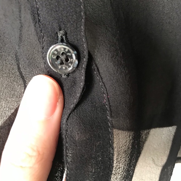 CHLOÉ black sheer button up beaded blouse S - Picture 5 of 8